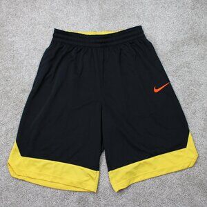 Nike Icon Basketball Shorts Mens Large Black/Yellow Dri-Fit w/ 11" inseam
